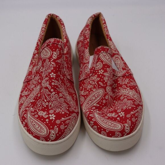 Indigo Red & White Paisley Bandana Print Fun Summer Slides Flats Shoes 8.5m - Picture 1 of 11